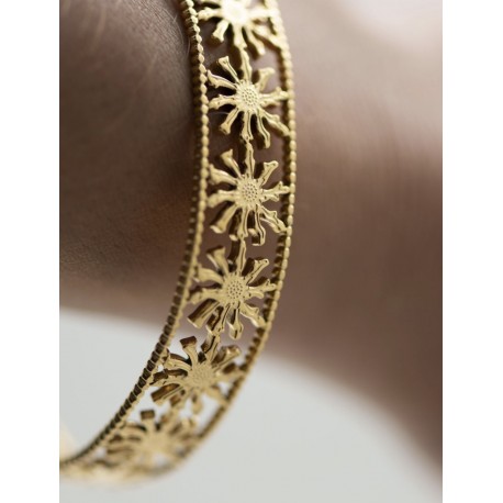BRAZALETE EGUZKILORES ACERO DORADO 18K