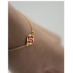 PULSERA LAUBURU ESMALTE ROJO CHAPADA EN ORO 18K