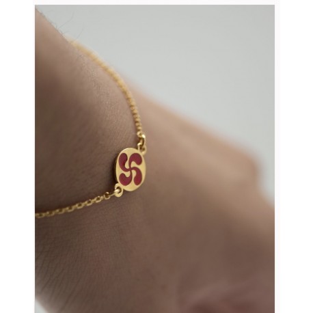 PULSERA LAUBURU ESMALTE ROJO CHAPADA EN ORO 18K