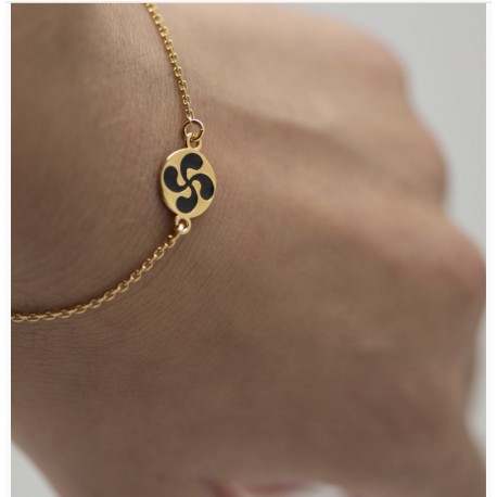 PULSERA LAUBURU ESMALTADO EN NEGRO CHAPADO EN ORO 18K