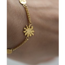 PULSERA ACERO EGUZKILORE CHAPADA EN ORO 18K