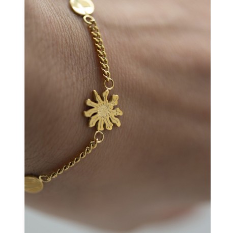 PULSERA ACERO EGUZKILORE CHAPADA EN ORO 18K