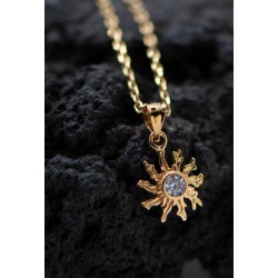 COLGANTE EGUZKILORE ACERO CHAPADO EN ORO 18K CON CIRCONITA