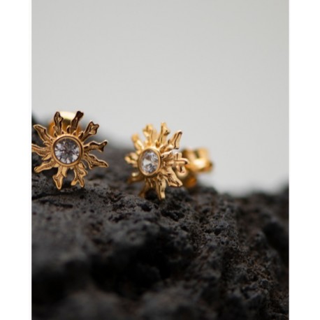 PENDIENTES EGUZKILORE ACERO CHAPADOS EN ORO CON CIRCONITA