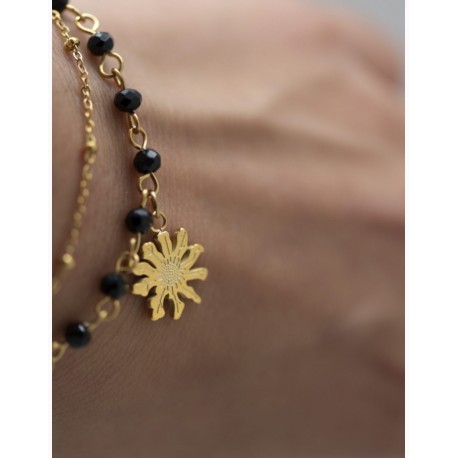 PULSERA EGUZKILORE ACERO CON PIEDRAS NATURALES