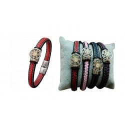 PULSERA DE CUERO Y ACERO EGUZKILORE REDONDA