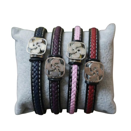PULSERA DE CUERO Y ACERO LAUBURU CUADRADO