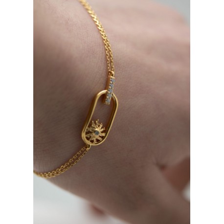 PULSERA EGUZKILORE CHAPADA EN ORO CON CIRCONITAS