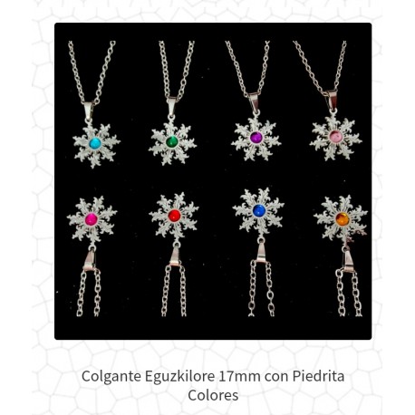 COLGANTE EGUZKILORE ACERO BLANCO CON PIEDRA DE COLOR