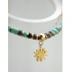 PULSERA EGUZKILORE EN ACERO DORADO CON PIEDRAS DE COLORES NATURALES