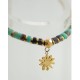 PULSERA EGUZKILORE EN ACERO DORADO CON PIEDRAS DE COLORES NATURALES