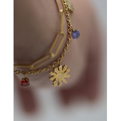PULSERA DOBLE CON EGUZKILORES Y CIRCONITAS COLORES