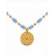 COLLAR MEDALLA EGUZKILORE ACERO CHAPADO EN ORO 18K CON PIEDRAS