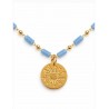 COLLAR MEDALLA EGUZKILORE ACERO CHAPADO EN ORO 18K CON PIEDRAS