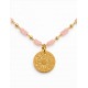 COLLAR MEDALLA EGUZKILORE ACERO CHAPADO EN ORO 18K CON PIEDRAS
