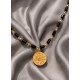 COLLAR MEDALLA EGUZKILORE ACERO CHAPADO EN ORO 18K CON PIEDRAS