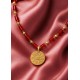 COLLAR MEDALLA EGUZKILORE ACERO CHAPADO EN ORO 18K CON PIEDRAS