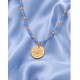 COLLAR MEDALLA EGUZKILORE ACERO CHAPADO EN ORO 18K CON PIEDRAS