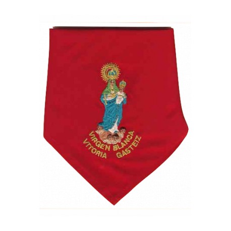 PAÑUELO FIESTAS ROJO VIRGEN BLANCA