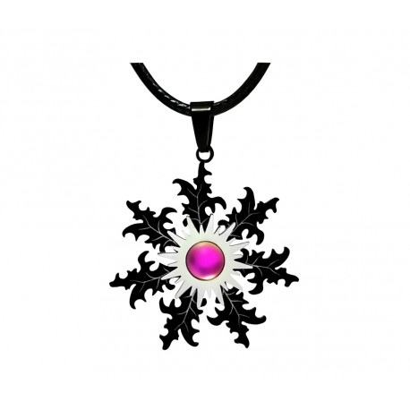 COLGANTE ACERO NEGRO CON CIRCONITA ROSA