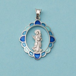 MEDALLA DE PLATA VIRGEN BLANCA ESMALTES